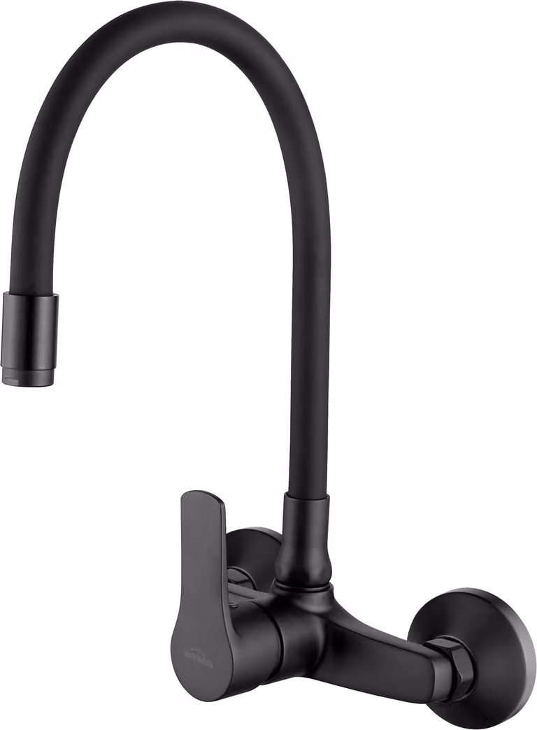 Rubinetto da cucina a parete nero Bocca elastica Miscelatore acqua monocomando