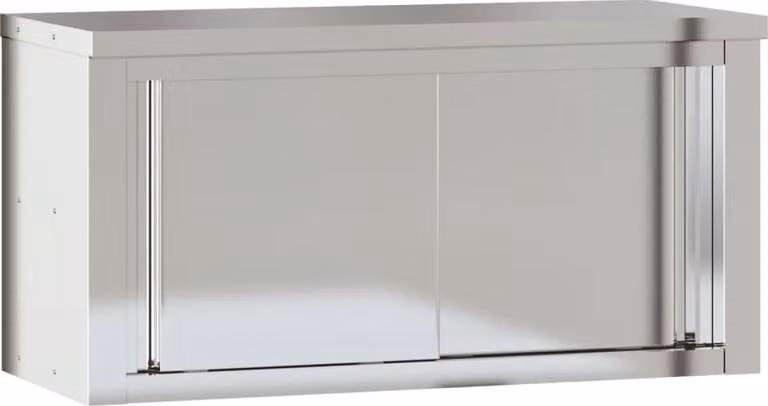 Mobile Cucina da Parete con Ante Scorrevoli in Acciaio Inox