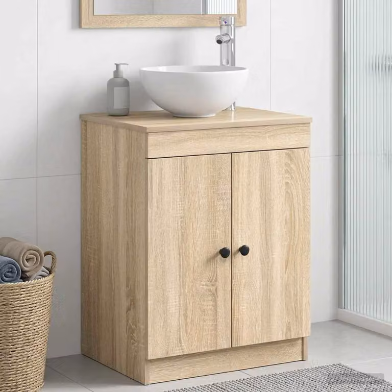 Mobile da bagno vidaXL in Rovere Sonoma con ante a battente e ripiani interni, L: 54 cm, P: 41 cm, H: 70 cm