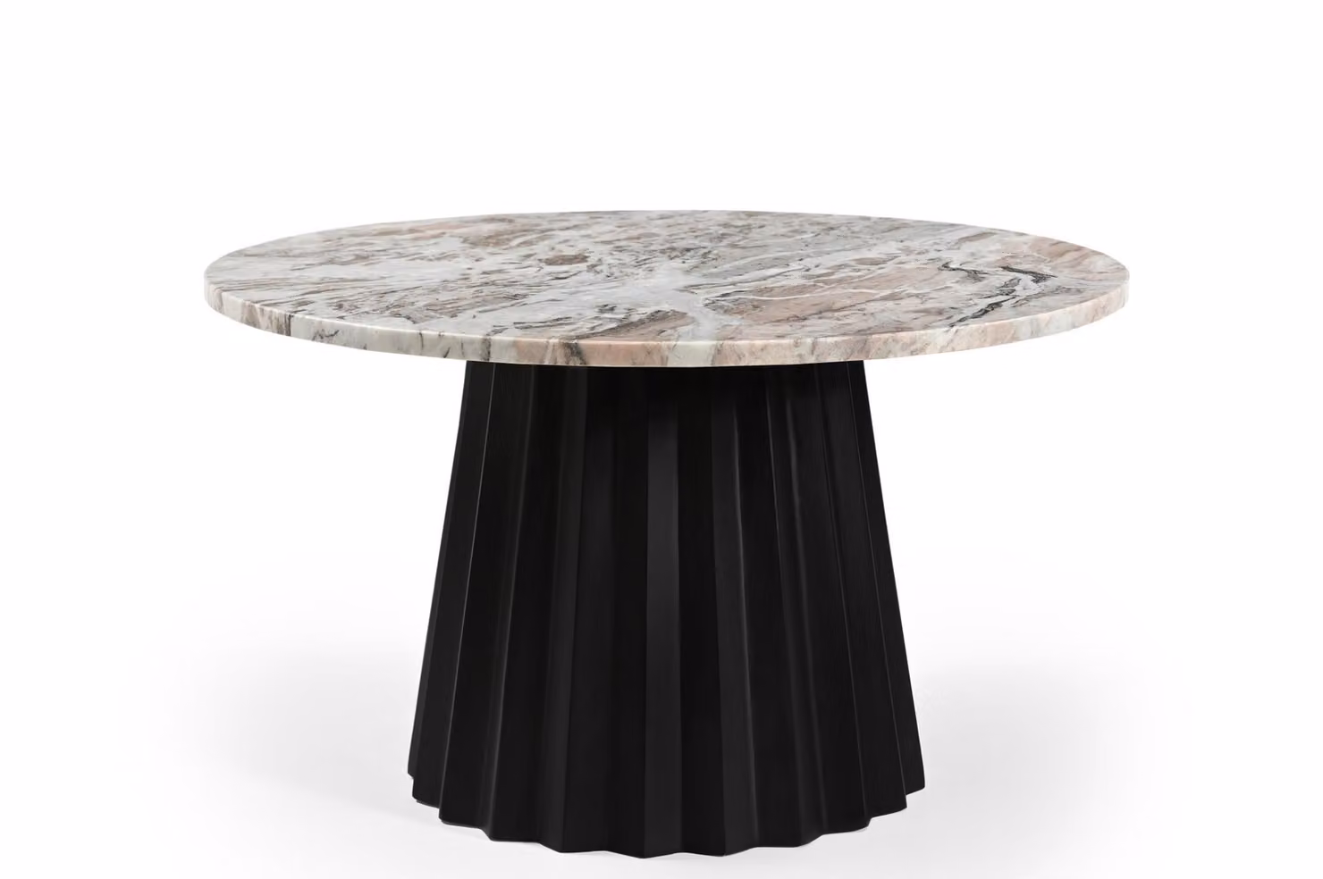 Marmoholz - Tavolino rotondo Torino Ø70 cm in marmo grigio naturale e legno di mango nero - lussuoso tavolino moderno in stile loft