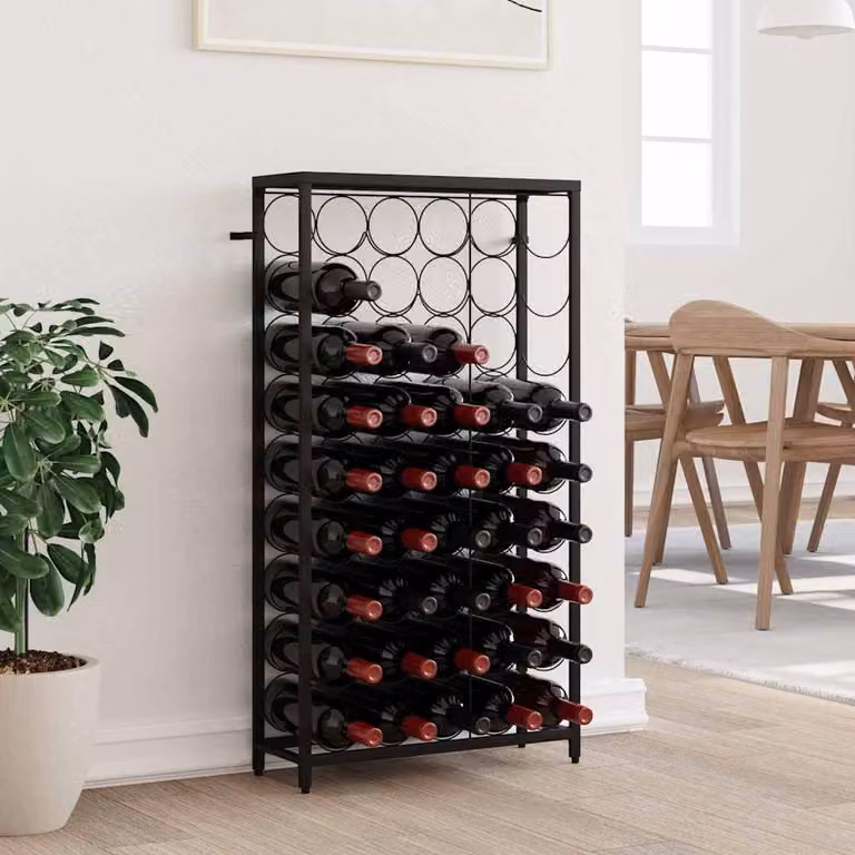 Portavini vidaXL per 45 bottiglie in metallo nero L: 54 cm, P: 18 cm, H: 100 cm