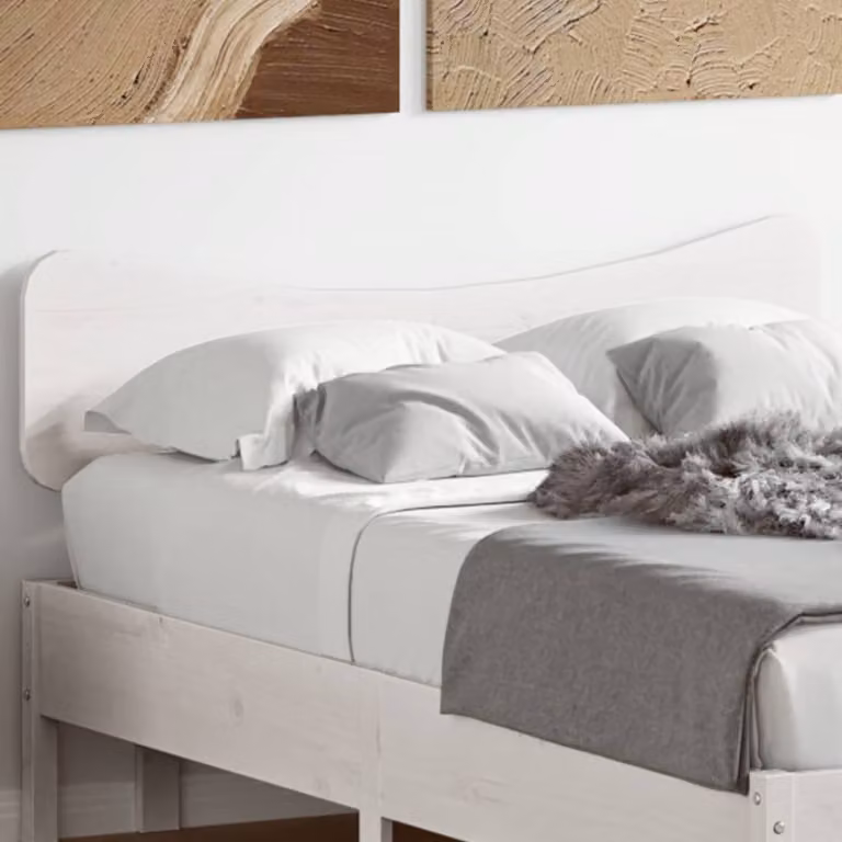 Testiera per letto vidaXL in legno massello di pino bianco laccato per letto 120x200 cm