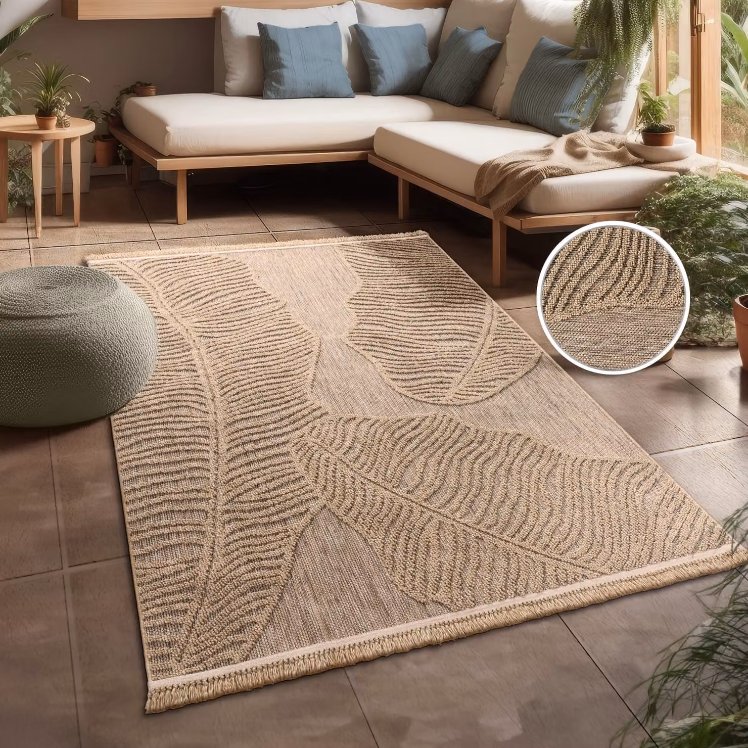 Tappeto Colonia beige per interni ed esterni con motivo floreale L: 150 cm, P: 80 cm – 2
