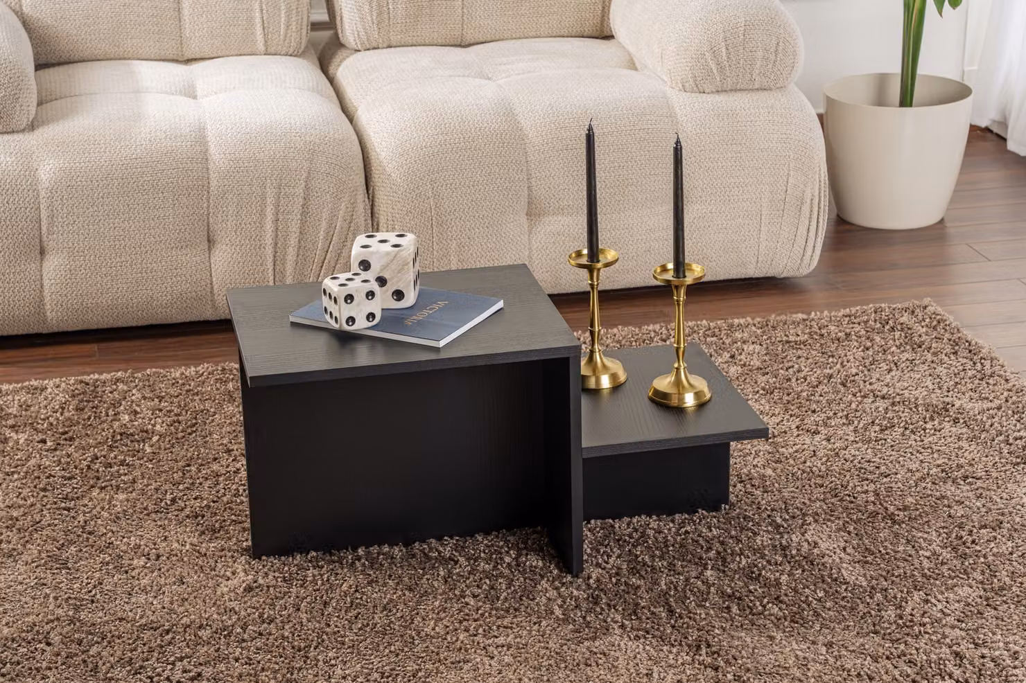 Skye Decor, Harmony - Wood Black, tavolini, legno nero, 80 x 40 x 40 cm