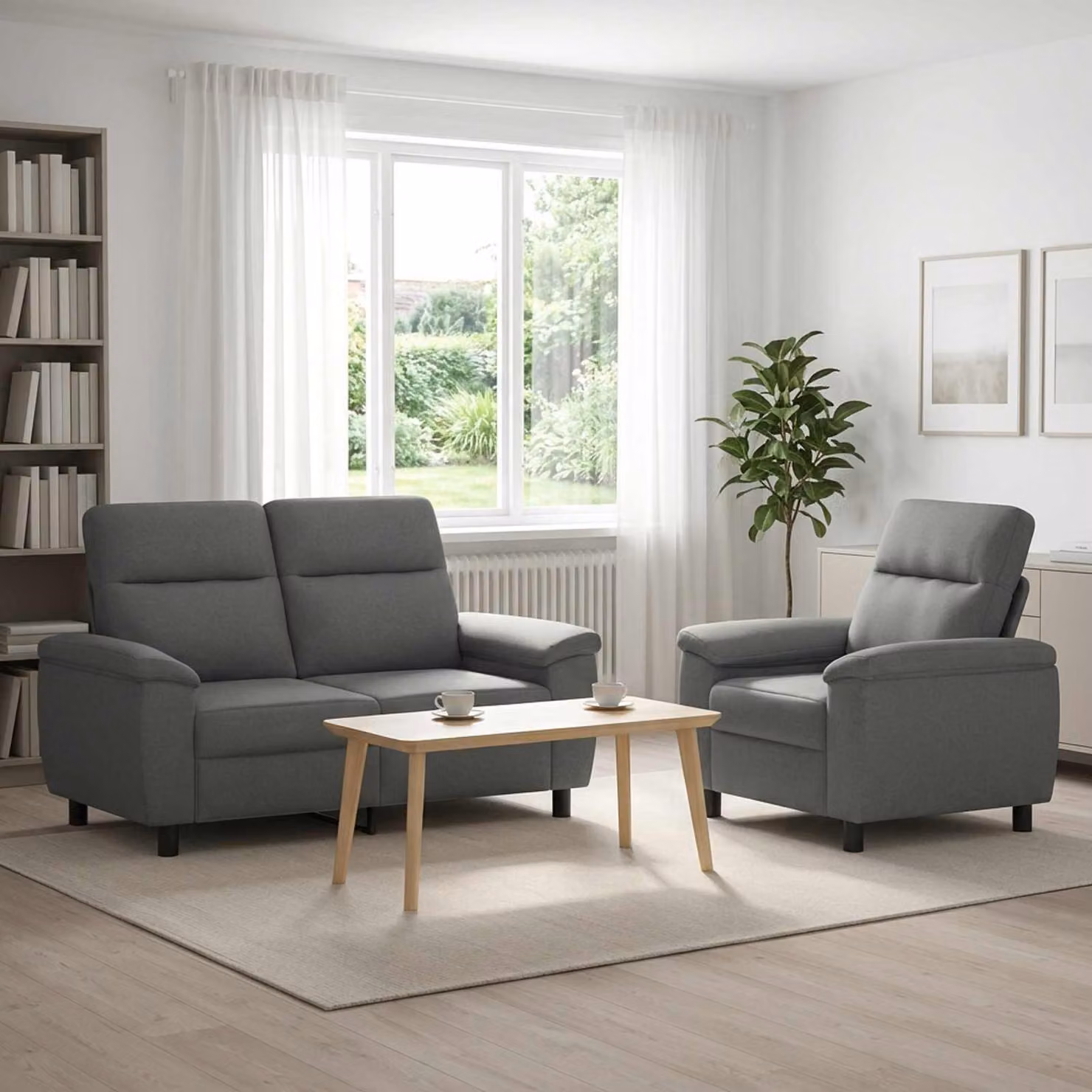 Set di 2 divani moderni vidaXL in tessuto grigio con struttura in metallo per il tuo soggiorno