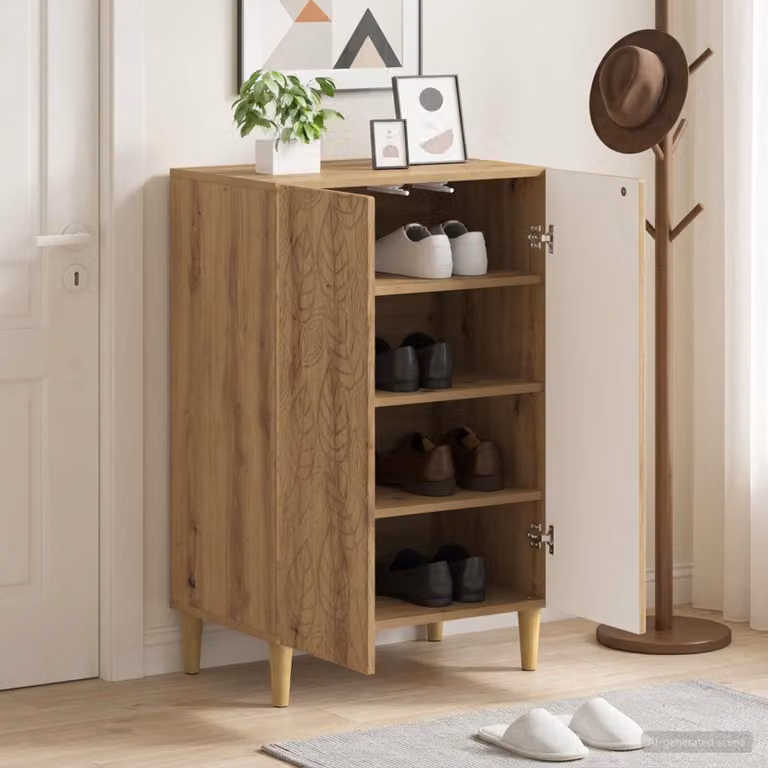 Mobile porta scarpe DELFT vidaXL in Rovere Artigianale, L/P/H: 59,5 x 39,5 x 90 cm