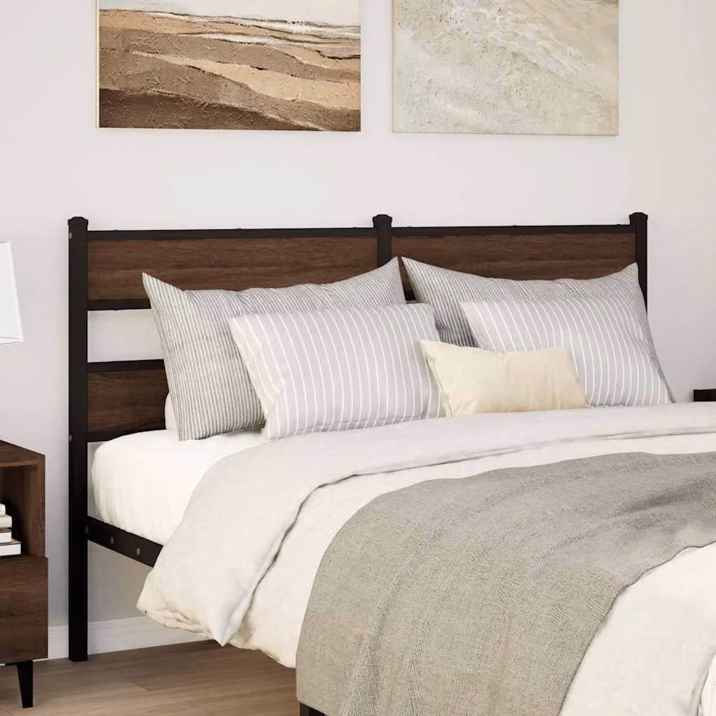 Testiera di ricambio vidaXL in rovere marrone con acciaio e MDF, L: 142 cm, H: 91,5 cm
