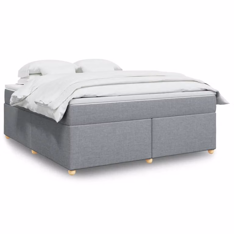 vidaXL Giroletto a Molle con Materasso in Tessuto Grigio Chiaro e Bianco, L/P: 180 x 200 cm