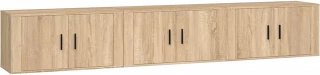Set di 3 mobili porta TV da parete design classico pratico spazio portaoggetti 80 x 34,5 x 40 cm in legno multistrato rovere sonoma 02_0055342