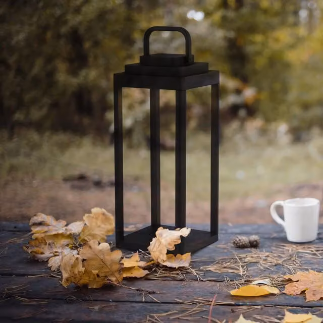 Lanterna da tavolo Searchlight in alluminio nero con LED 2W 3000K IP54 per giardino e terrazza