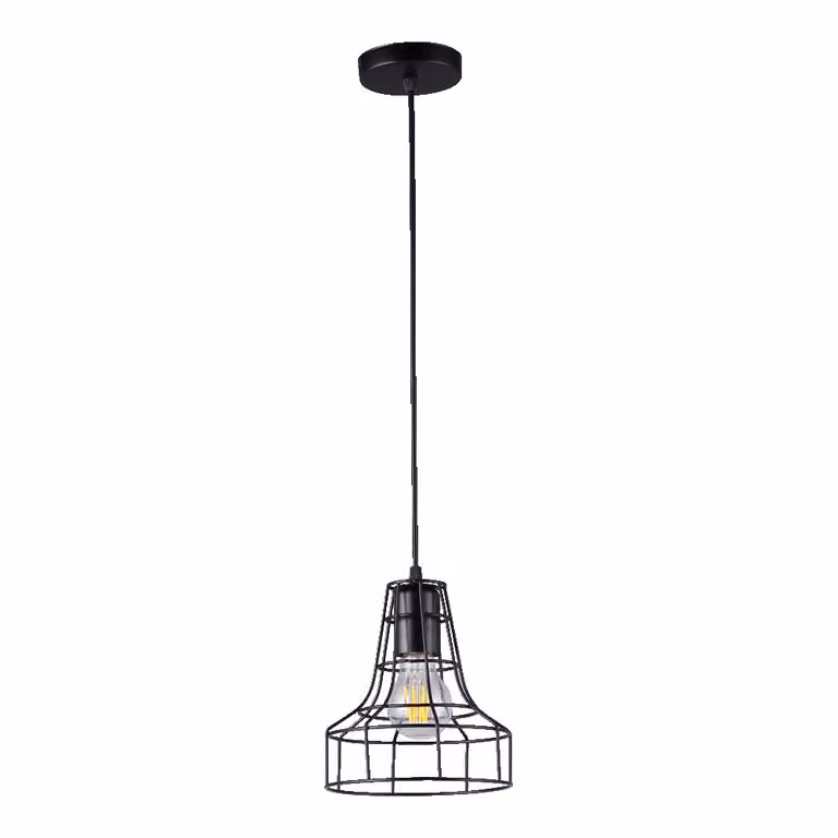 Lampada a sospensione RIANO 1xE27/40W metallo nero L: 17cm L: 17cm H: 65cm dimmerabile