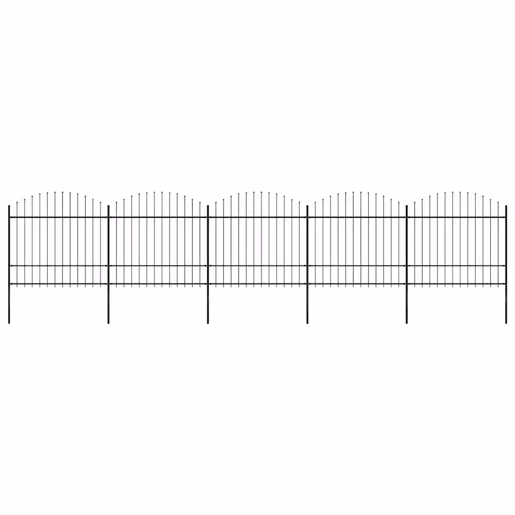 Recinzione da giardino con punta a lancia in acciaio vidaXL, L: 838 cm, H: 175 cm, Nero