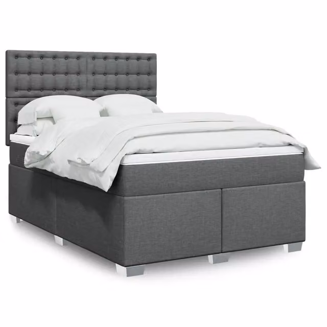 Letto Ibrido Moderno vidaXL con Materasso Grigio e Bianco L/P/H: 140 x 190 cm