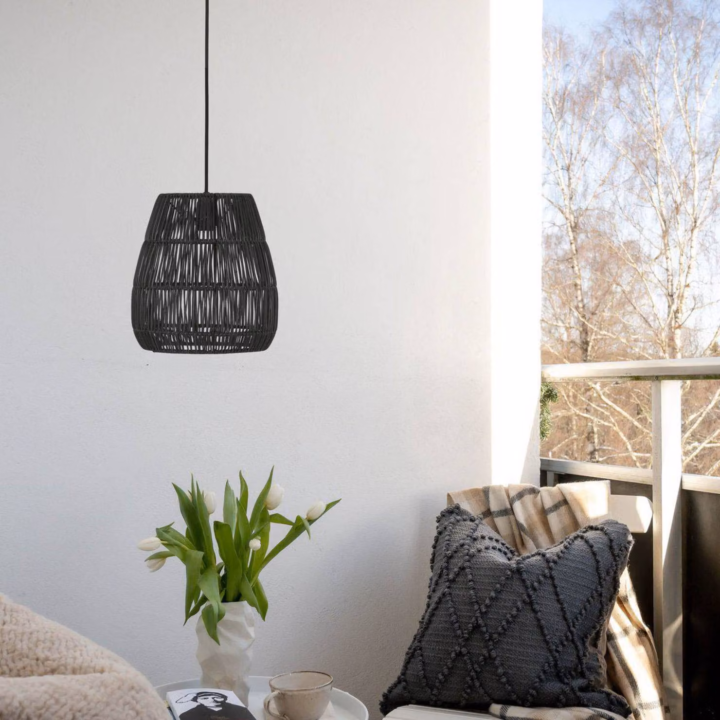 PR Home Saigon lampada a sospensione da esterno nero Ø28cm cavo 2,5m Saigon, dimmerabile, Nero, Plastica