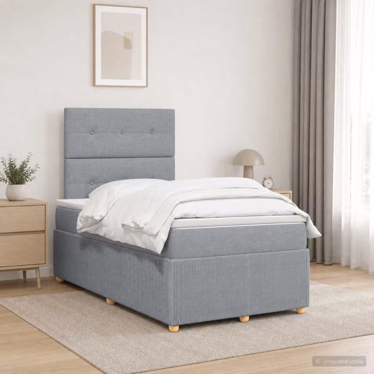 Letto box spring con materasso a molle insacchettate vidaXL, Grigio e Bianco, L 120 x P 200 cm