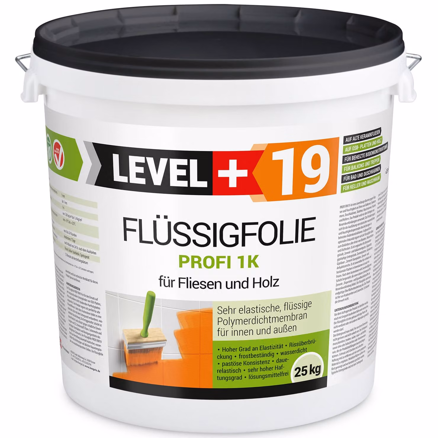 Pellicola liquida 25 kg Impermeabilizzazione per balconi su legno, piastrelle, isolamento altamente elastico Level+19