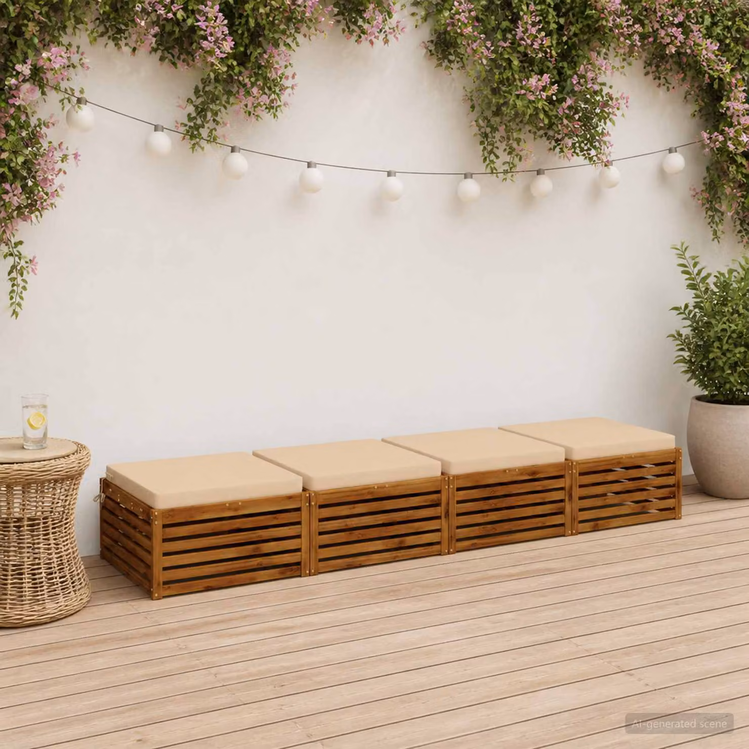 Set di 4 cuscini per sedia vidaXL SOEST in poliestere beige con fodera rimovibile e resistenza ai raggi UV