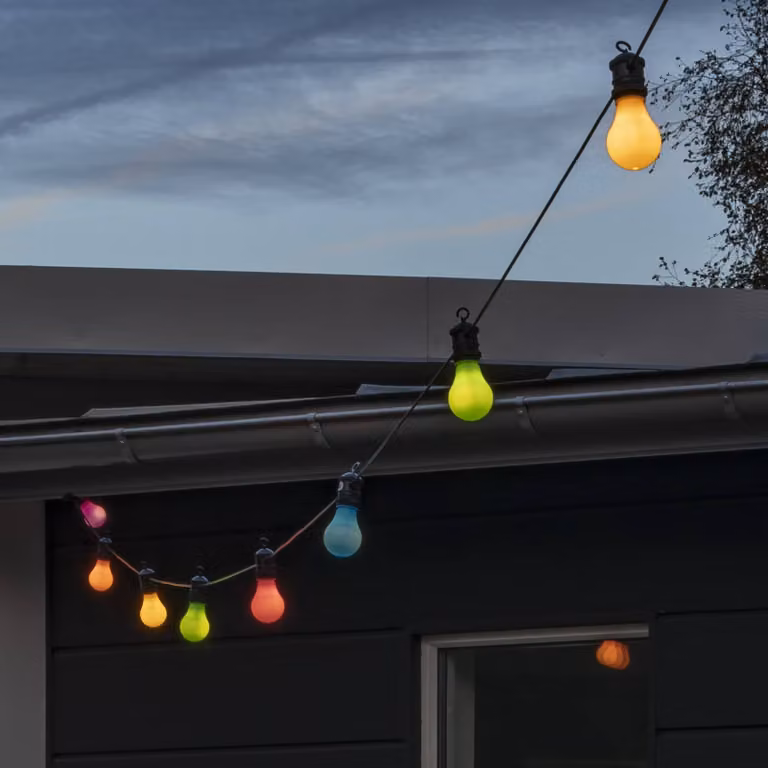 Konstsmide Christmas Ghirlanda luminosa LED per feste, colori pastello, con dimmer, IP44 LED-Lichterkette Party, dimmerabile, Multicolore, Plastica, Moderno