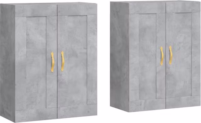 Armadietti a Parete 2 pz Grigio Cemento in Legno Multistrato CFW1652705