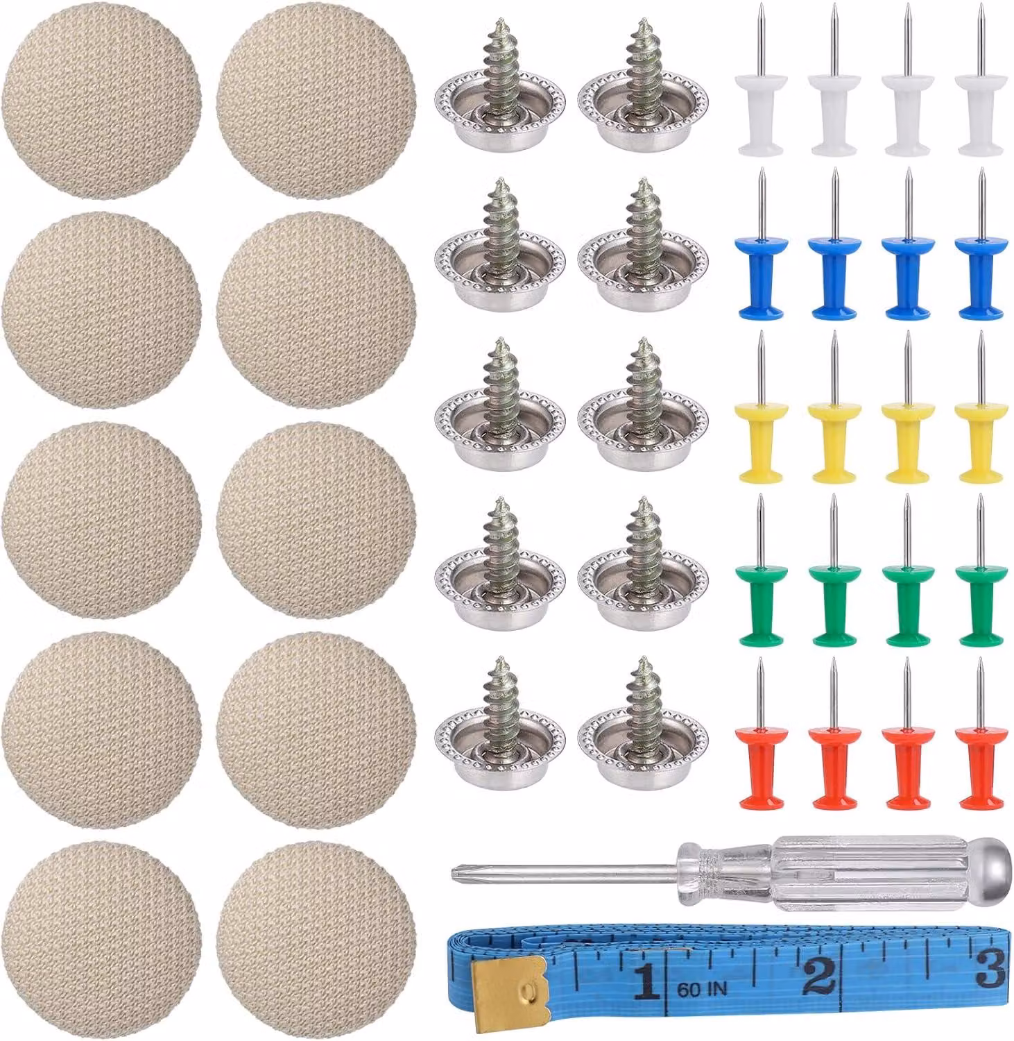Kit di riparazione per il rivestimento interno dell'auto, composto da 65 pezzi, color beige, completo di cacciavite e metro a nastro, per l'utilizzo negli interni