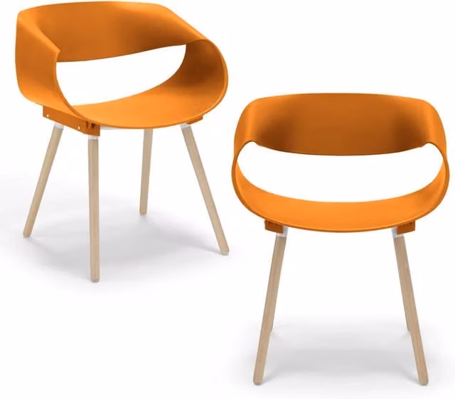 Set di 2 sedie impilabili DILETTA Redokasa in polipropilene e faggio, design moderno resistente ai raggi UV, colore Petrolio