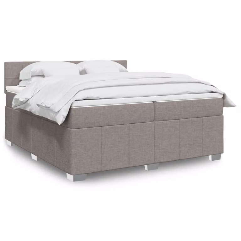 vidaXL Letto con Giroletto a Molle e Materasso in Tessuto Beige o Grigio L/P/H: 200 x 200 x 100,5 cm