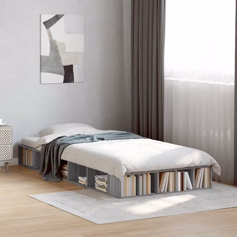 Giroletto vidaXL in legno multistrato grigio con doghe fisse L/P: 200 x 90 cm