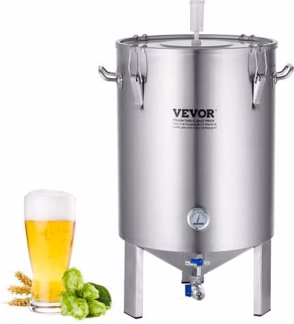 Sistema per produzione birra VEVOR in acciaio inox color argento con fermentatore da 60 l