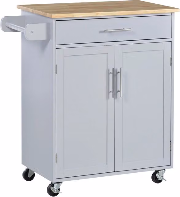 Carrello da cucina Minimal grigio con cassetto e porta asciugamani, L: 76.7 cm, P: 45 cm, H: 91.5 cm