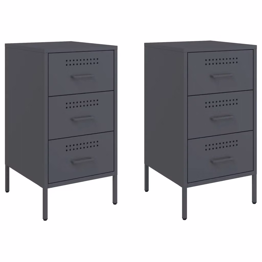 Set di 2 comodini vidaXL in metallo antracite stile industriale L/P/H: 36 x 39 x 68 cm – 2
