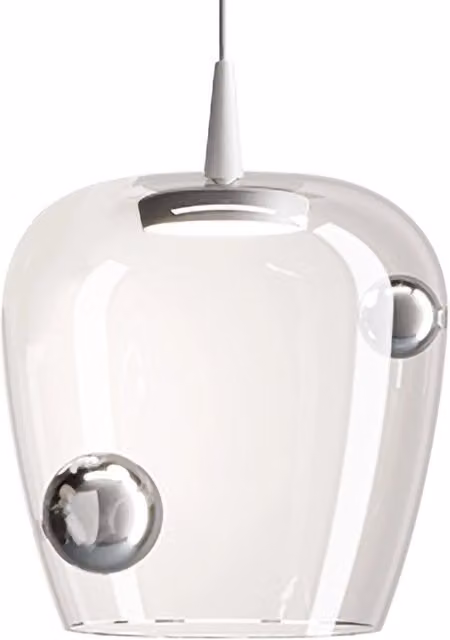 Zafferano Lampada a sospensione Bilia 27cm LED 8W 2700K Vetro soffiato Bianco e Argento per illuminazione d'interni di alta qualità ed eleganza