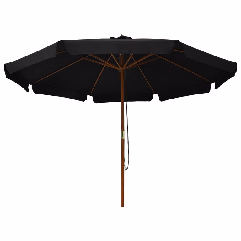 vidaXL Ombrellone con asta in legno 330 cm nero