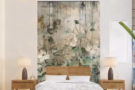 Pannello decorativo - Fiori - Foglie - Astratto - Moderno - Larghezza 225 cm x Altezza 350 cm
