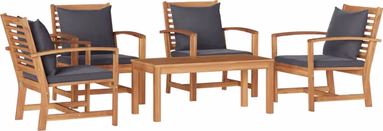 Set Divano da Giardino 5 pcs Naturale Legno di teak solido