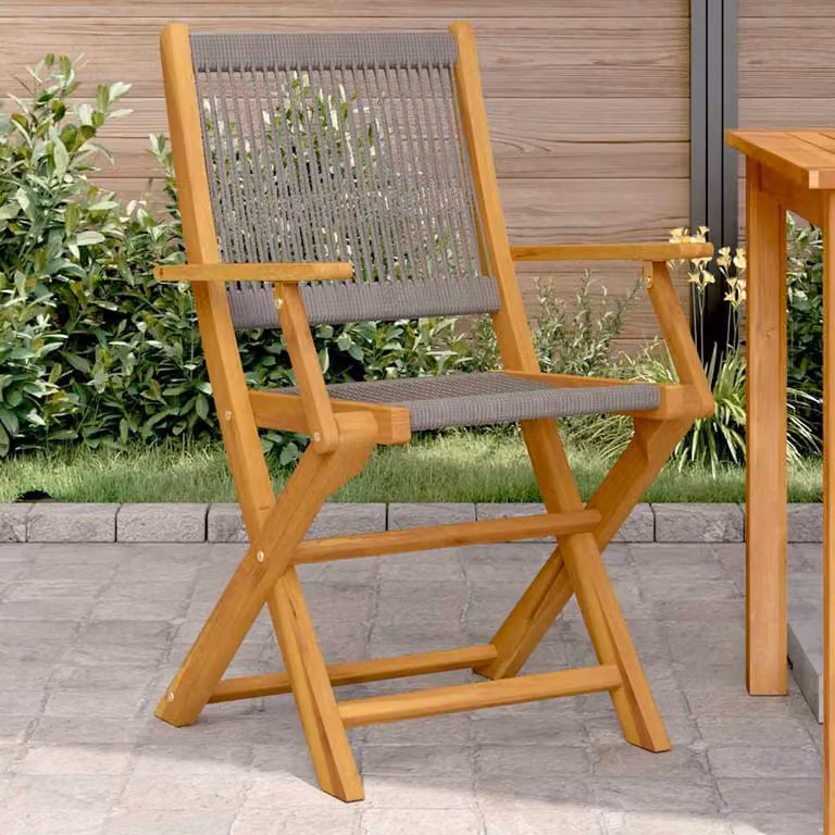 Set di 2 sedie pieghevoli vidaXL in legno di acacia e polipropilene, colore grigio
