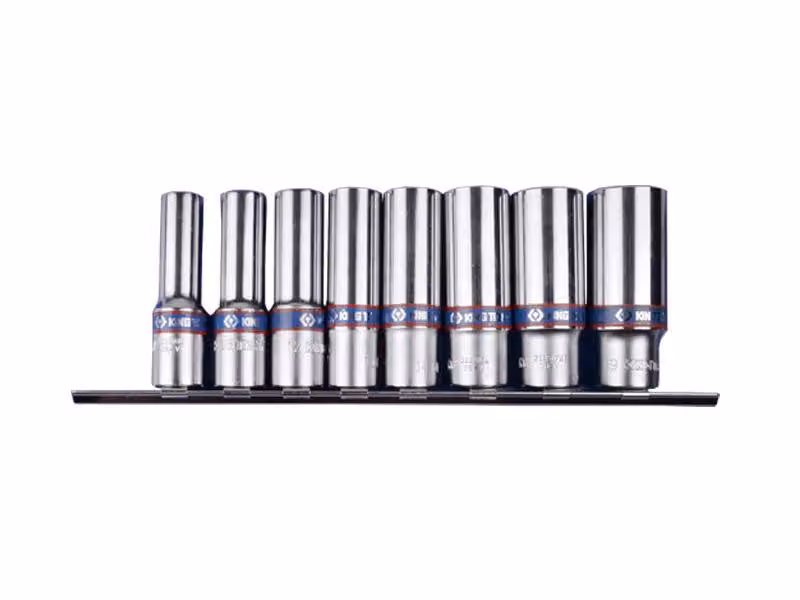 KING TONY 3/8" 8 pz. 6-SETTINE LUNGHE 10 - 19 mm, CROMATE, SU CORPO