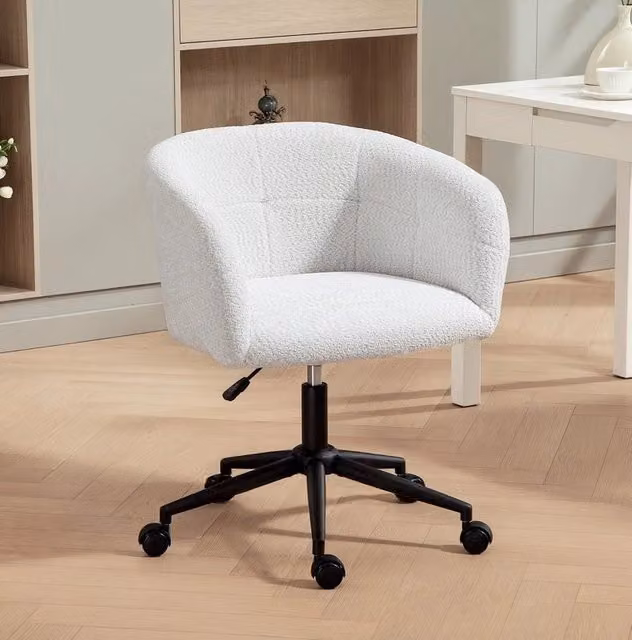 Sedia da ufficio girevole imbottita color crema