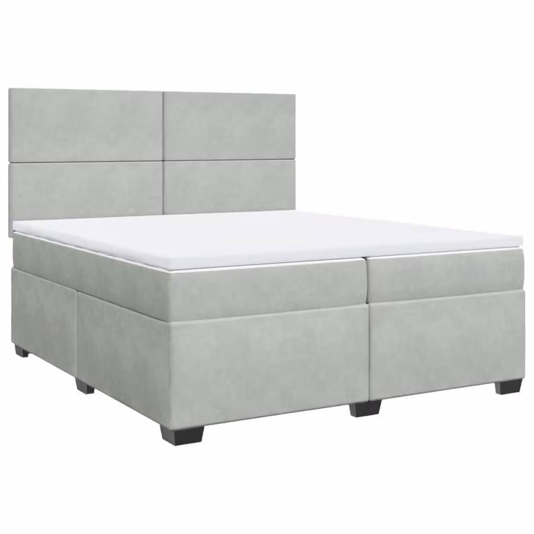 Giroletto a Molle con Materasso Grigio Chiaro 200x200cm Velluto
