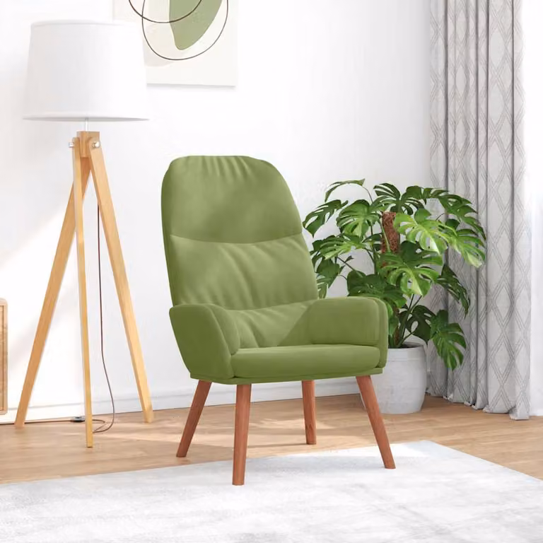 Sedia Relax vidaXL in Velluto Verde Chiaro con Braccioli e Design Moderno