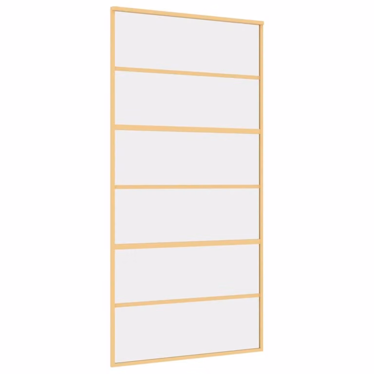 Porta Scorrevole Oro 102,5x205 Vetro Trasparente ESG Alluminio