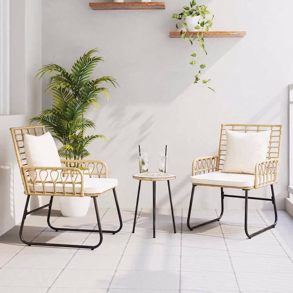 Maison Exclusive - Set da giardino per esterni, composto da 3 pezzi, in rattan sintetico marrone e crema