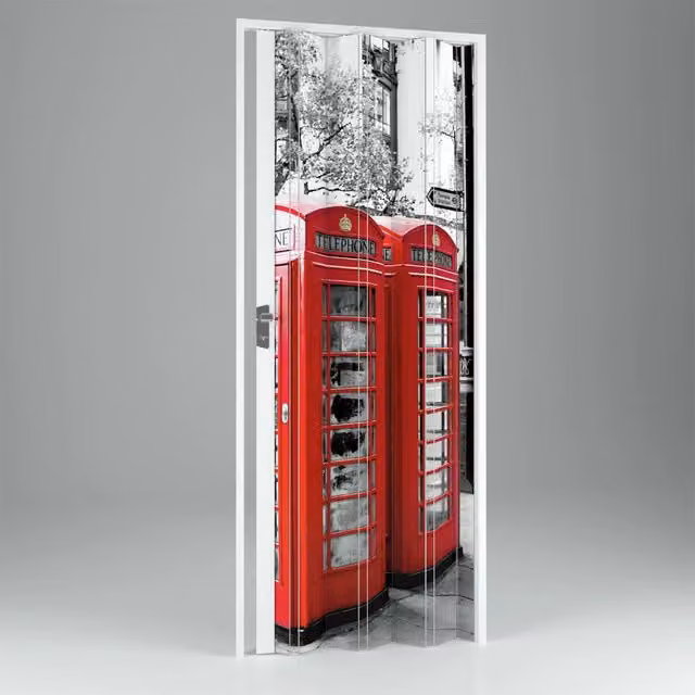 Porta a soffietto da interno in PVC London mod. Vera colore rosso L: 102 cm, H: 214 cm
