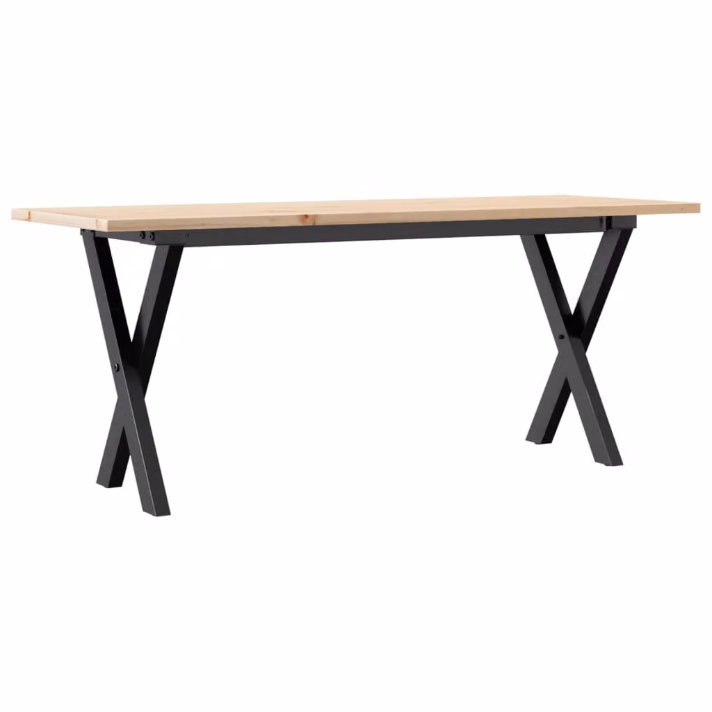 Tavolino Salotto Telaio a X 110x40x45 cm Legno Pino e Acciaio