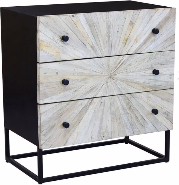Cassettiera 3 cassetti in Legno Metallo cm 75x45x81 - RAPHAEL