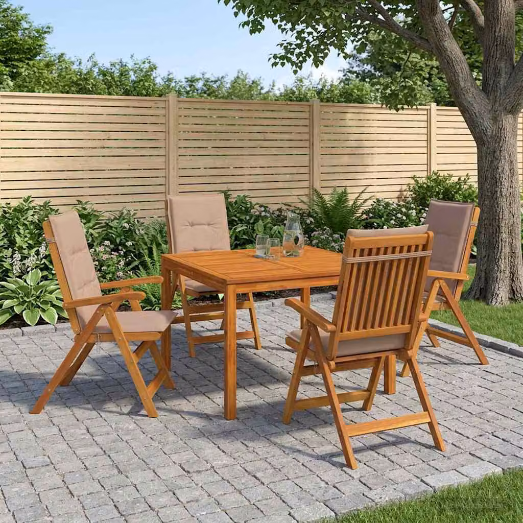 Set da pranzo da giardino vidaXL in legno di acacia marrone, 5 pezzi