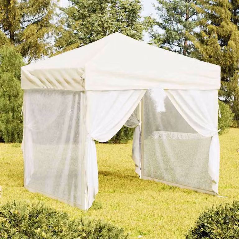 vidaXL Tenda per Feste Pieghevole con Pareti Laterali Beige 2x2 m