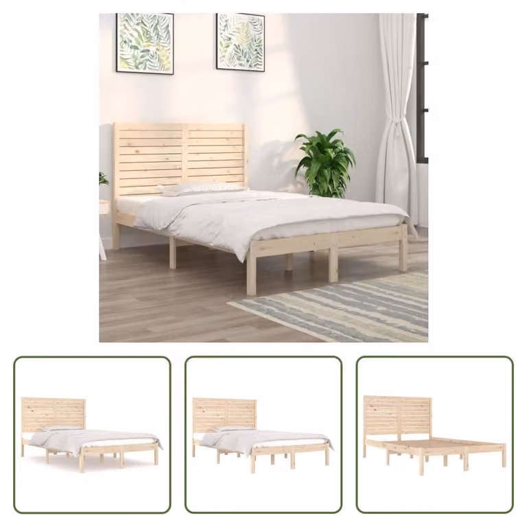 The Living Store Letto in legno massiccio 135x190 cm
