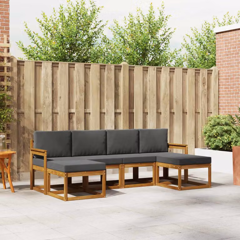 Set di divani da esterno vidaXL 6 pz in legno di acacia con cuscini beige e antracite