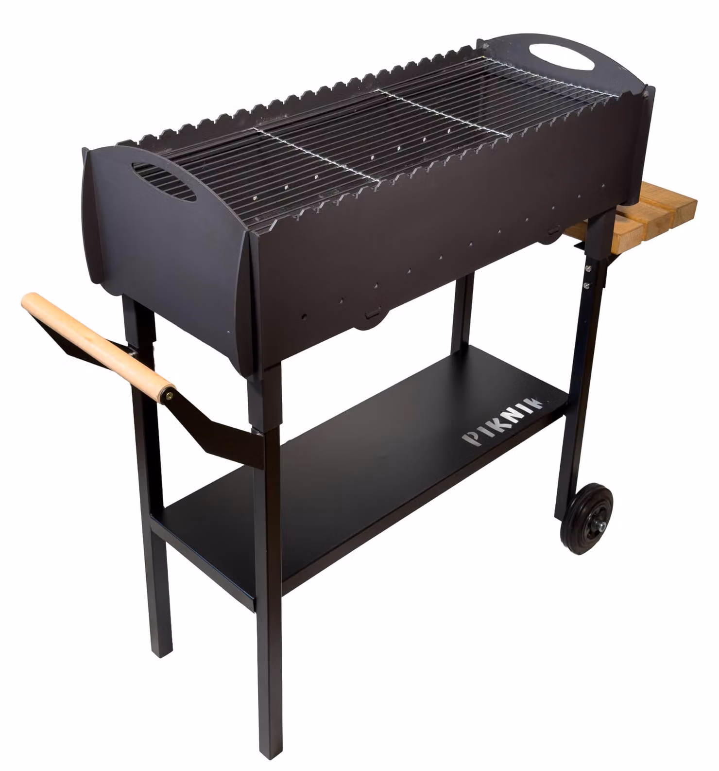Barbecue da giardino a carbone - Capacità: 21 porzioni - Dimensioni: 74x31x83 cm - Materiale: acciaio - Griglia mobile per barbecue