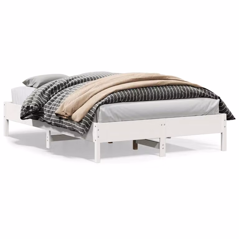 Letto senza materasso vidaXL in legno massello di pino bianco L/P/H: 205.5 x 150 x 155.5 cm